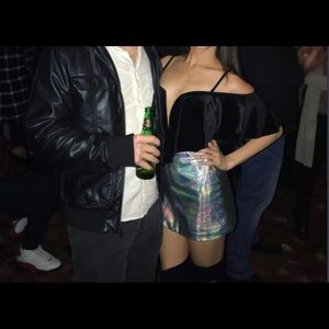 LF iridescent high waist mini skirt